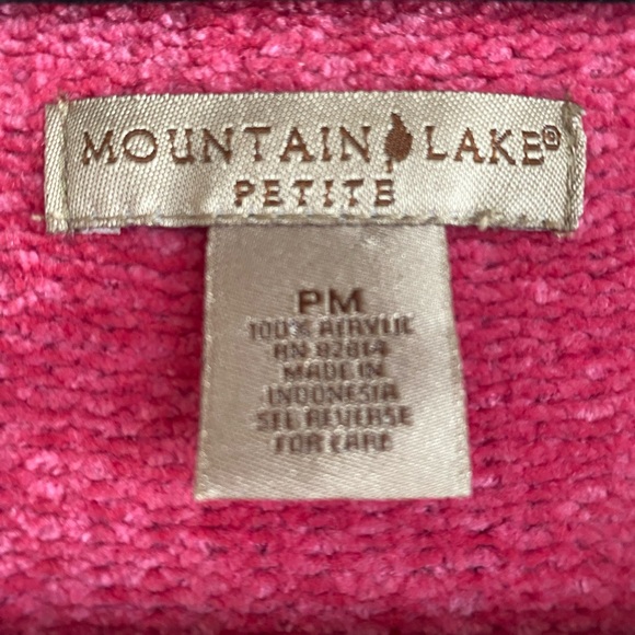 Hot Pink Chenille V-Neck Preppy Classic Versatile Cozy Cabincore Sweater Size PM - Picture 5 of 9